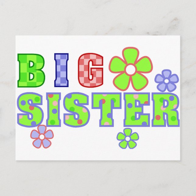 Big Sister Flowers Postcard (Front)