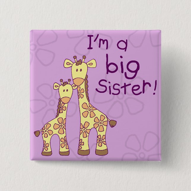 Big Sister Giraffe 15 Cm Square Badge (Front)