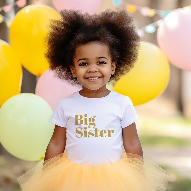 Big Sister | Gold Matching Sibling Family Baby T-Shirt (Creator Uploaded)
