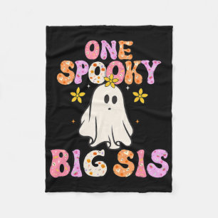 Big Sister Halloween One Spooky Big Sister Announc Fleece Blanket