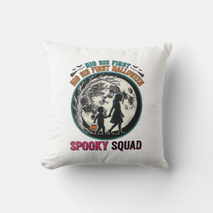 Big Sister Halloween Shirt for Her First Spooky Se Cushion