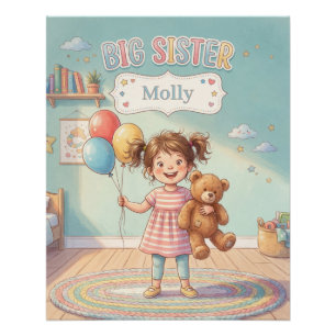 Big Sister Illustration with Cute Girl and Name Poster