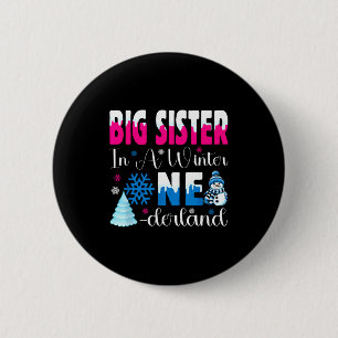 Big Sister In A Winter Onederland Bday Girl Sweet 6 Cm Round Badge