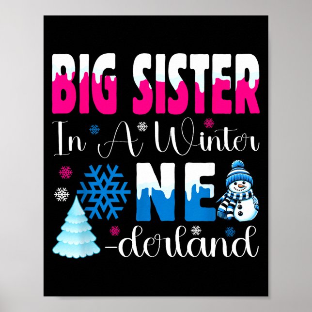 Big Sister In A Winter Onederland Bday Girl Sweet  Poster (Front)