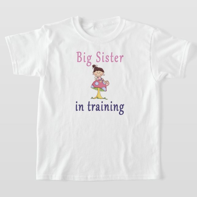 Big Sister In Training Cute Fairy Mushroom T-Shirt (Laydown)