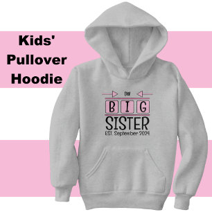 Big sister initials est. month year pink