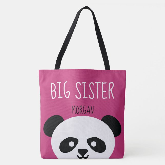 Big Sister Kawaii Panda Bear Face Animal Sibling Tote Bag (Front)