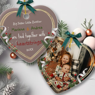 Big Sister Little Brother Love Quote Custom Photo Ornament
