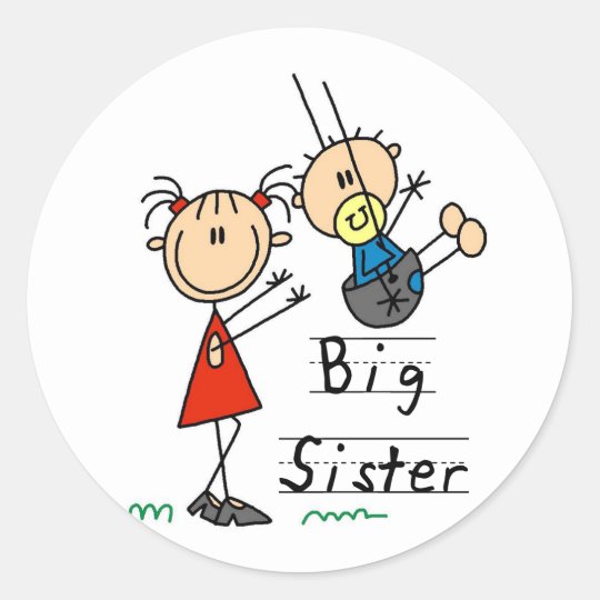 Big Sister Little Brother T Shirts And Gifts Classic Round Sticker Zazzle Com Au