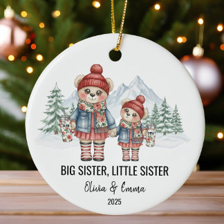 Big Sister Little Sister Personalized Sibling Ceramic Ornament