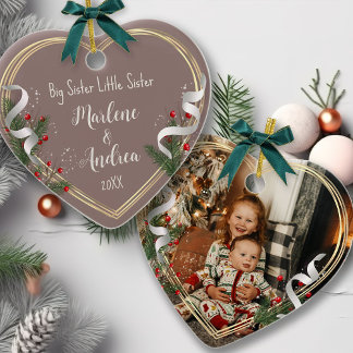 Big Sister Little Sister Sibling Love Photo Ceramic Ornament