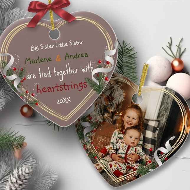 Big Sister Little Sister Sibling Love Quote Photo Ornament (Creator Uploaded)