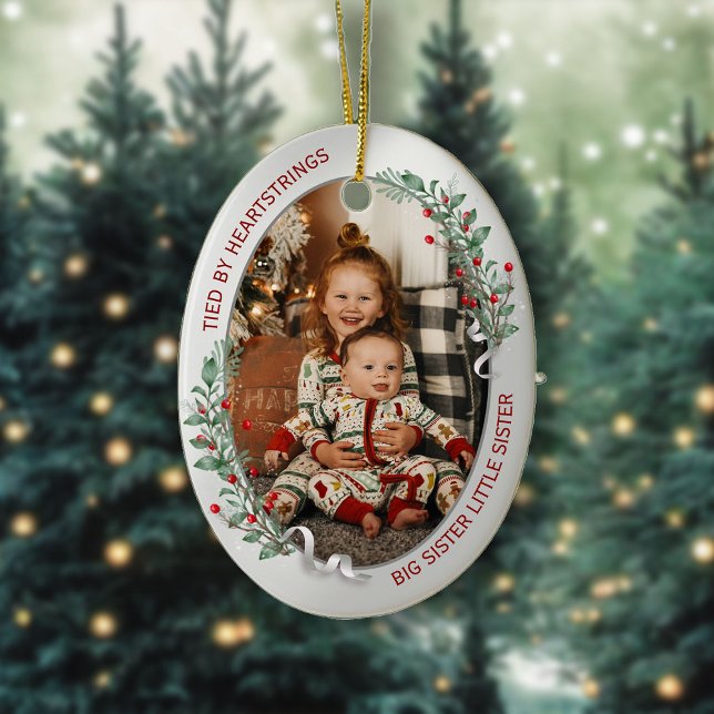 Big Sister Little Sister Warm Quote 2 Photos Ornament (Creator Uploaded)