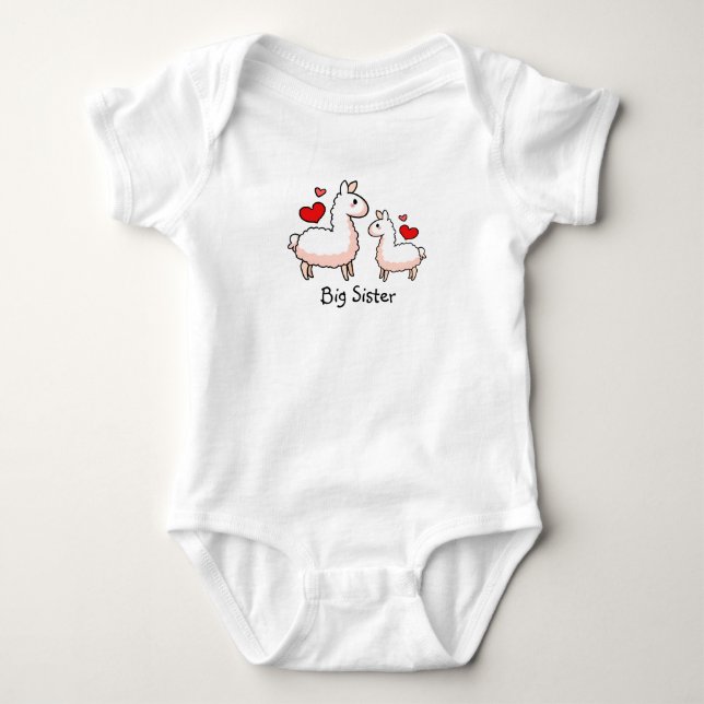 Big Sister Llama Baby Bodysuit (Front)