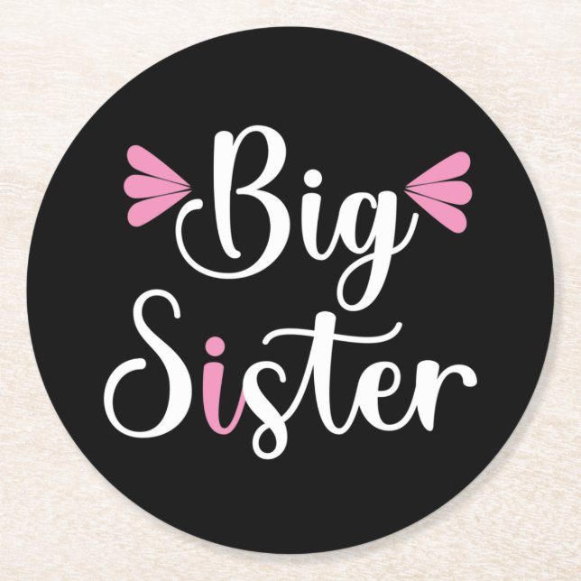 Big Sister, Lovely Round Paper Coaster (Front)
