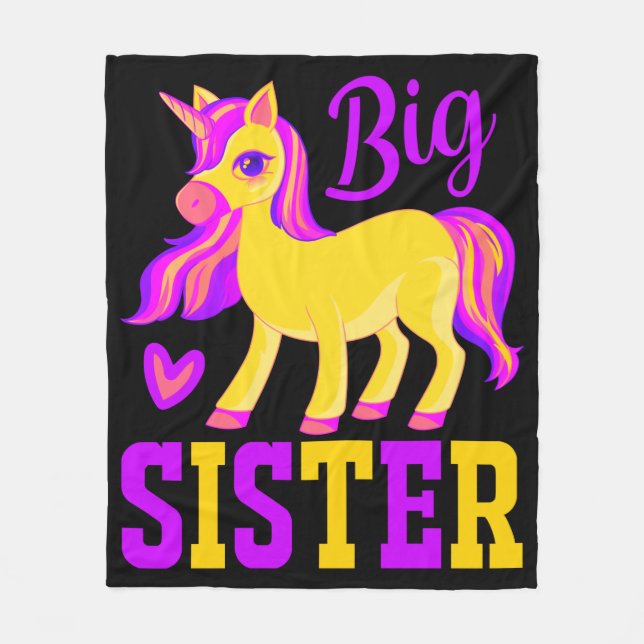 Big Sister Magical Unicorn Fleece Blanket (Front)