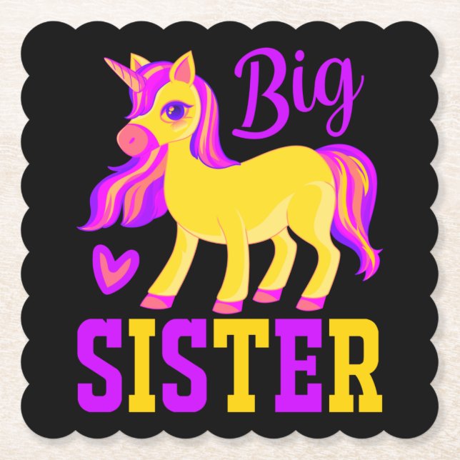 Big Sister Magical Unicorn Paper Coaster (Front)