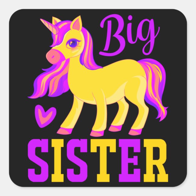 Big Sister Magical Unicorn Square Sticker (Front)