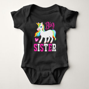 Big Sister Magical Unicorn w/ Rainbow Mane & Tail Baby Bodysuit
