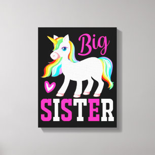 Big Sister Magical Unicorn w/ Rainbow Mane & Tail Canvas Print