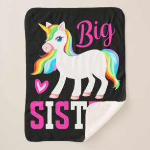 Big Sister Magical Unicorn w/ Rainbow Mane & Tail Sherpa Blanket