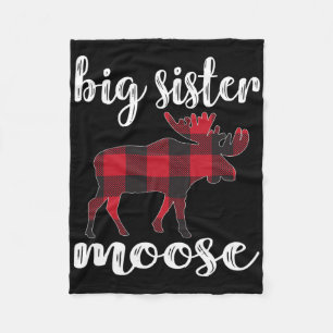 Big Sister Moose Matching Family Christmas Clothes Fleece Blanket