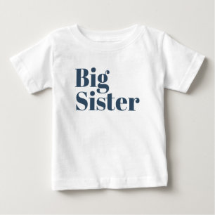 Big Sister   Navy Matching Sibling Family Baby T-Shirt