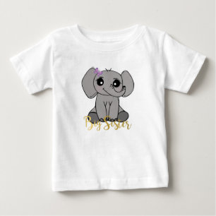 Big sister, new baby elephant faux gold lettering T-Shirt