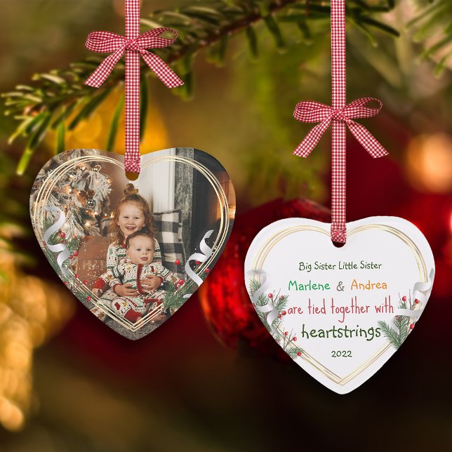 Big Sister New Baby Gold Frame Custom Photo  Ceramic Ornament (Creator Uploaded)