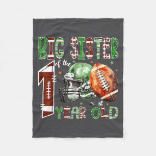Big Sister Of The 1 Year Old Football Lover 1st Bi Fleece Blanket