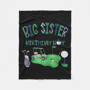 Big Sister of The Birthday Boy Golf Hole in One Fleece Blanket