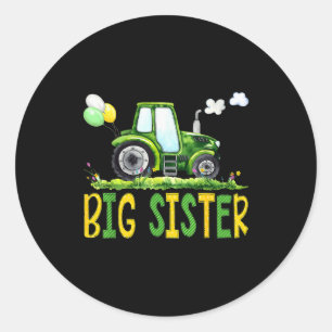 Big Sister Of The Birthday Boy Tractor Farm Truck  Classic Round Sticker