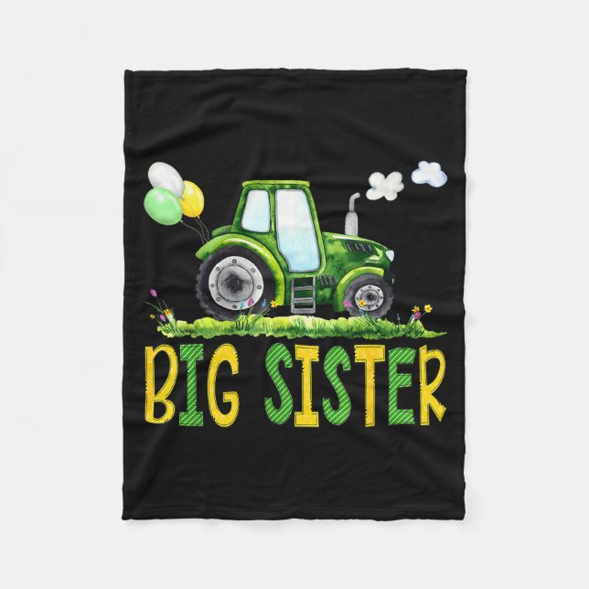 Big Sister Of The Birthday Boy Tractor Farm Truck  Fleece Blanket (Front)