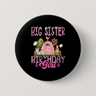 Big Sister Of The Birthday Girl Cute Farm Cow Birt 6 Cm Round Badge