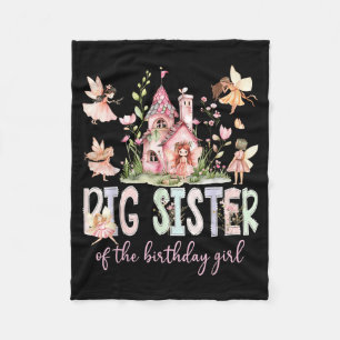 Big Sister Of The Birthday Girl Fairy Magical Fleece Blanket