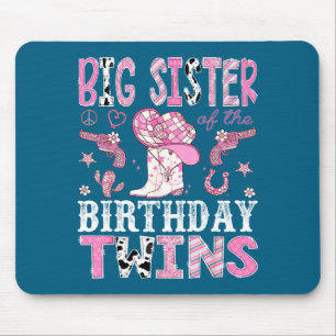 Big Sister Of The Birthday Twins Nk Rodeo Cowgirl  Mouse Pad