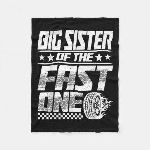 Big Sister Of The Fast One First Birthday Racing C Fleece Blanket