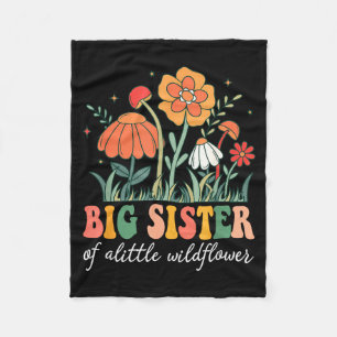 Big sister of the little wildflower baby birthday fleece blanket