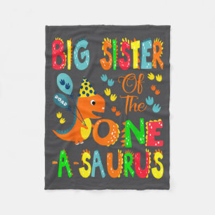 Big Sister Of The One-a-saurus 1st Birthday Boy Di Fleece Blanket