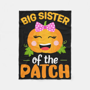 Big Sister Of The Patch Pumpkin Halloween Family M Fleece Blanket