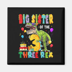 Big Sister Of The Three Rex 3rd Birthday Boy Dinos Magnet