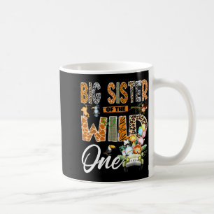 Big sister of the wild one 1st birthday boy safari coffee mug