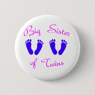 Big sister of twin boys 6 cm round badge