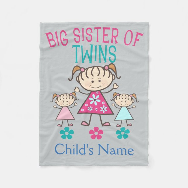 Big Sister of Twins Fleece Blanket (Front)