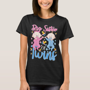Big Sister Of Twins Older Sister Announcement Pink T-Shirt
