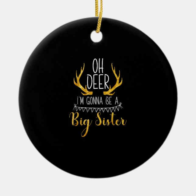 Big Sister Oh Deer Baby Announcement Cute Ornament (Front)