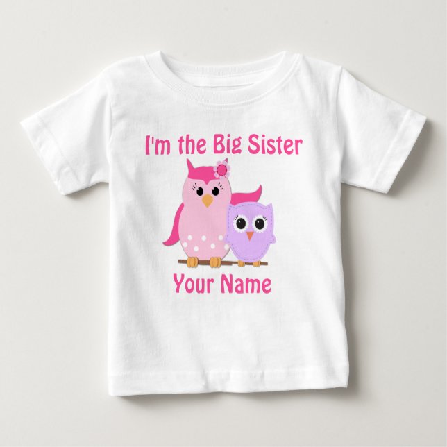 Big Sister Owl Personalised T Shirt (Front)