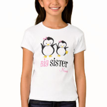 Big Sister Penguin Personalised Pink Shirt