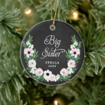 Big Sister Personalised Bohemian Floral Wreath Ceramic Ornament<br><div class="desc">Big Sister Personalised Bohemian Floral Wreath Ceramic Ornament. Personalise with your custom information on both front and back.</div>