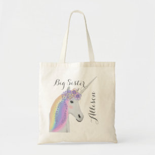 Big Sister Personalised Rainbow Unicorn Tote Bag